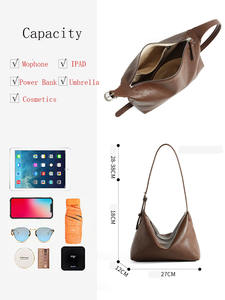 Sac Hobo Femme en Cuir Véritable Personnalisé Classique Bandoulière Fermeture Éclair Étanche Mode Bonbons Chaînes Simples - Product Image 4