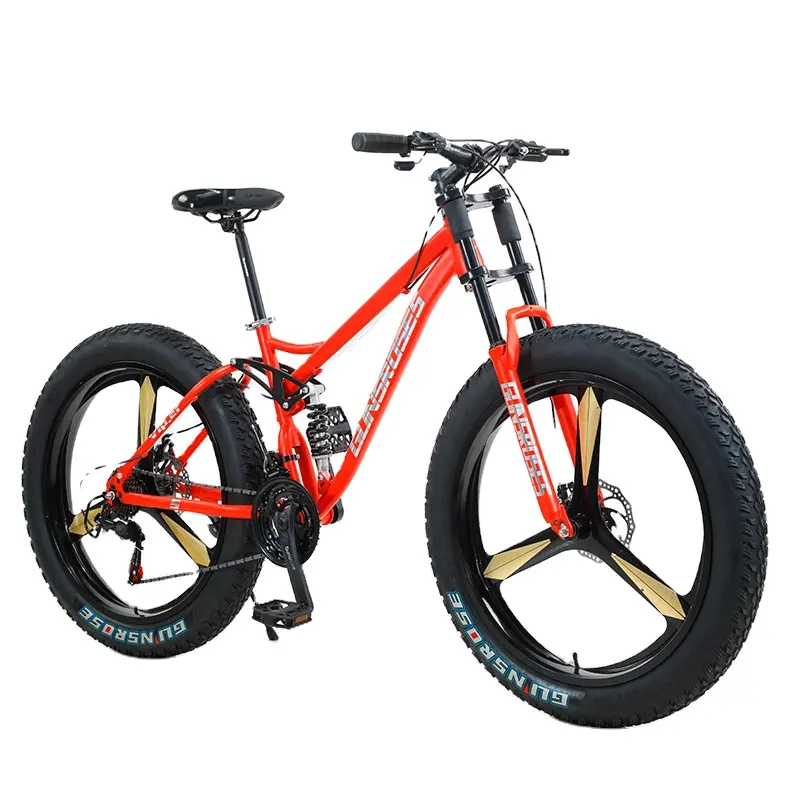Wholesale fat bike 26*17 inch/full suspension fork high carbon steel fat tire snow moutain bike/beach 29 4.0 mountain snow bike