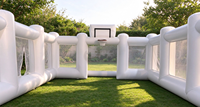 Terrain de sport gonflable blanc, terrain de football et de basketball gonflable, grande arène de jeu gonflable pour location de fête, jeu en plein air pour enfants et adultes