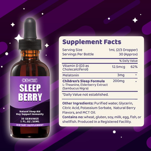 Oem/ODM thiên nhiên Melatonin giọt ngủ thả lỏng cho người lớn sức mạnh tối đa liều lượng Ngủ Berry giọt - Product Image 5