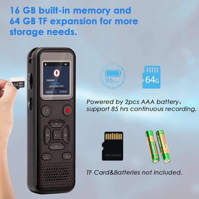 Aomago AAA Battery Long Time Powered Dictaphone Pen Mini Digital Voice Recorder 16gb with Voice Activated Recording