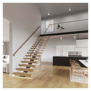 <span class=keywords><strong>Alucasa</strong></span>-escaleras rectas flotantes, escalera Central de columna vertebral, escalera Central con pisada de madera y barandilla de vidrio sin marco - Product Image 6