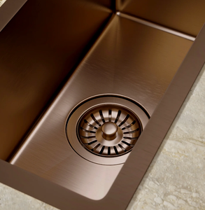 Évier de cuisine simple en cuivre 44x22cm avec cuve intérieure 40x18cm à coins arrondis <span class=keywords><strong>pour</strong></span> projets hôteliers et villas - Fournisseur OEM ODM - Product Image 3
