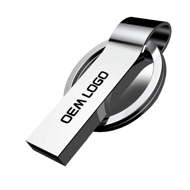 Personalized Engraved Logo Metal Keyring USB Flash Drive Wedding Guest Favor Business Promotional Gift New USB2.0 1-Year