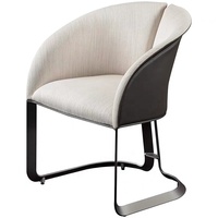 Chaise de salle à manger italienne simple, chaise de restaurant en cuir, chaise individuelle postmoderne en acier inoxydable