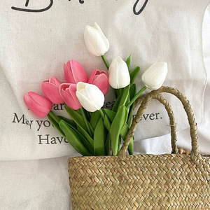 Mini-tulipes artificielles Kch, fleurs artificielles roses et blanches, 10 pièces, décoration de mariage, ornements pour la maison, accessoires de photographie en extérieur - Product Image 1