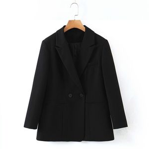 Blazer Classique Noir pour Femme N9178 – Veste de Costume Unie en Laine Peignée Anti-Plis avec Boutons, Coupe Ajustée, Grandes Tailles - Product Image 1