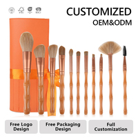 Kuas Rias Wajah Gaya Bambu OEM ODM, Kuas Concealer, Eyeshadow, Alis, Bibir, Perlengkapan Kecantikan, Set Kuas Kosmetik