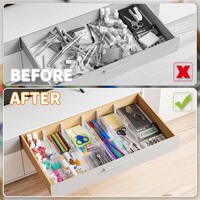 Séparateurs de tiroirs extensibles antidérapants en plastique durable à ressort, écologiques, 4 pièces, 15-21'' (3,2'' de hauteur)