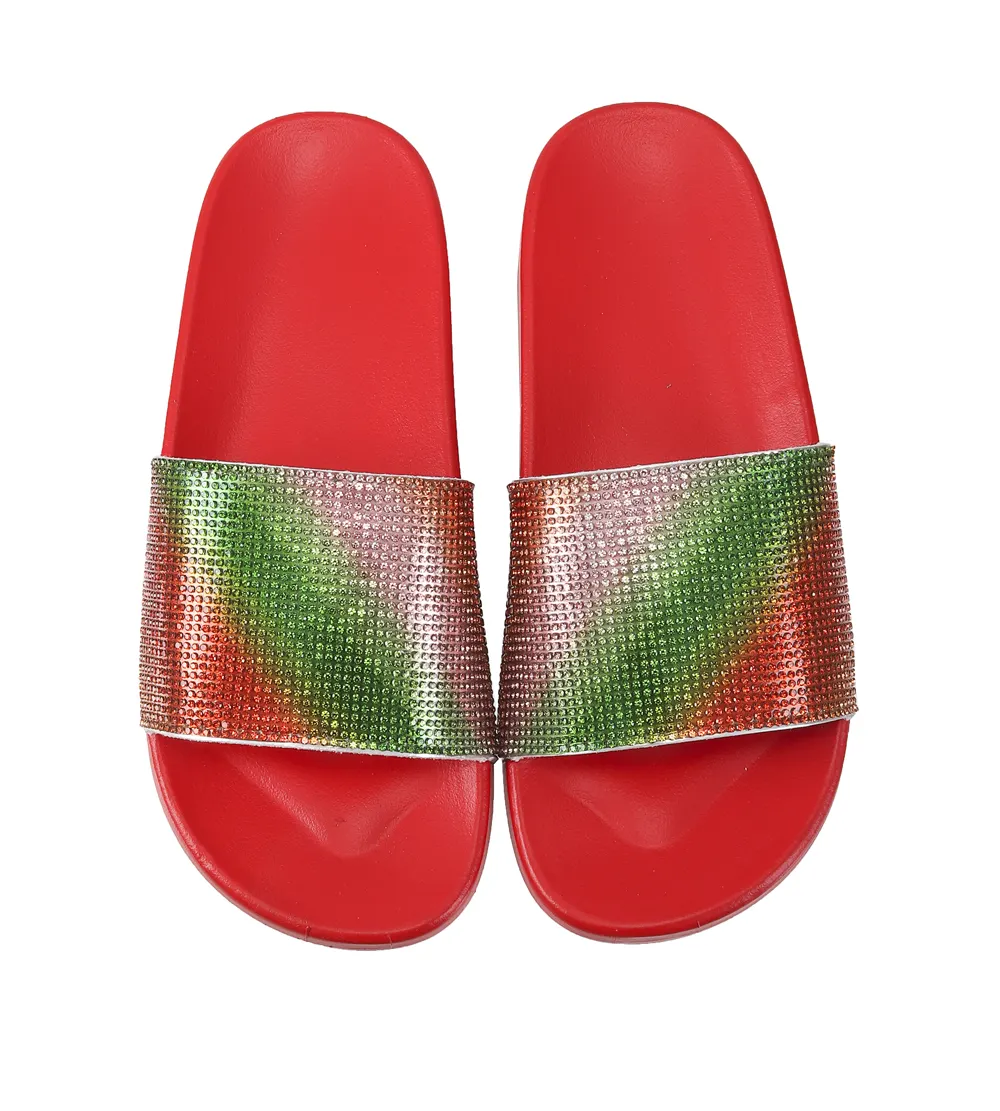 Summer new style flip flops women's outer wear fashionable shiny flat non-slip flip-flop sandals