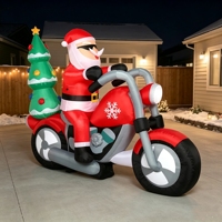Ornement de Noël gonflable personnalisé, Père Noël à moto, pour la décoration des fêtes