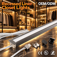 Barre lumineuse LED ultra-fine à haute luminosité intégrée pour armoire, éclairage invisible DC12V, profil en aluminium, éclairage dissimulé pour vitrine FREE1019-11