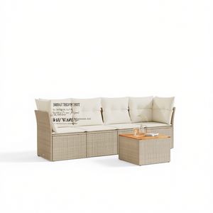 Ensemble de canapés de jardin en rotin PE beige, mobilier d'extérieur, coussin imperméable, mousse haute densité, design contemporain - Product Image 1