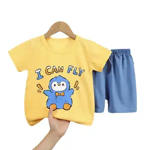 2024 Summer New Designs Kids Pajama Sets Cartoon Pattern T-shirt And Shorts 2 Pieces Casual Cotton Pajama Sets