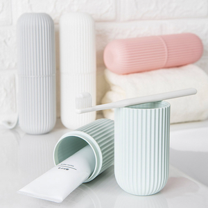 Support multifonctionnel pour dentifrice, gobelet en plastique pour rince-bouche, boîte de rangement pour brosse à dents, étui de voyage pour la salle de bain. - Product Image 5
