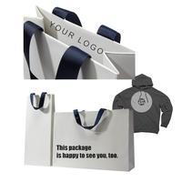 Emballage cadeau de luxe sac en papier Shopping avec propre Design, sac en papier blanc moyen grand pour vêtements, pantalons, bijoux à capuche