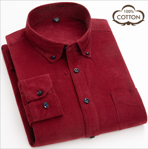 Chemise en flanelle à manches longues pour hommes grande taille en gros, personnalisée, décontractée, unie, respirante, en coton et élasthanne, 240g, saison printemps - Simple - Product Image 3