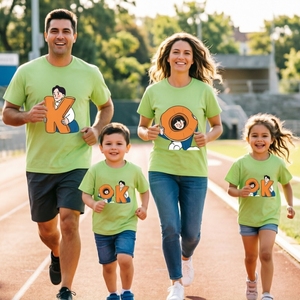 Camiseta familiar a juego con letras <span class=keywords><strong>OK</strong></span>, novedad de verano 2026, top familiar de dibujos animados para 3-4 personas - Product Image 4