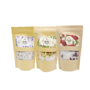 arcova banyo tuzu Suppliers-Ayak ıslatın saf vegan mineral private label spa organik banyo tuzları çiçek tuz organik kağıt torba 200g