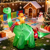 Décorations de Noël gonflables extra-larges pour l'extérieur, dinosaures et Père Noël, figurines de jardin avec lumières brillantes pour une utilisation en extérieur