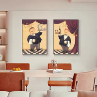 Abstrakte Kunst Retro Western Chef Wand kunst Pizza und Kuchen Restaurant Hintergrund dekorative Kombination Malerei