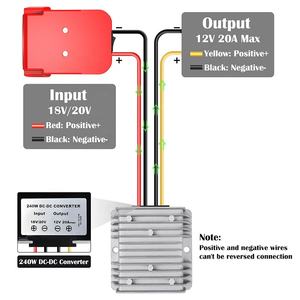 محول طاقة 240 واط من 18 فولت إلى 12 فولت متوافق مع بطارية ميلووكي 18 فولت إلى 12 فولت 20 أمبير للسيارات اللعبة والمشاريع اليدوية - Product Image 2