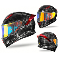 Casque de moto en fibre de carbone, casque intégral de sécurité pour scooter et cruiser, avec visière solaire, casque de conduite forgé