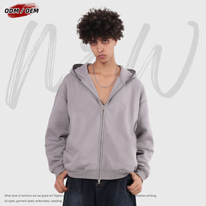 Chaqueta con Capucha y Cremallera para Hombre, Estilo Vintage, Invierno, 385 g/m², Forro Polar, Bordado con Puntada de Seguridad, Cremallera Frontal - Product Image 4