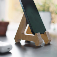 Support de téléphone portable en contreplaqué miniature, support de téléphone de bureau triangulaire en bois pour bureau