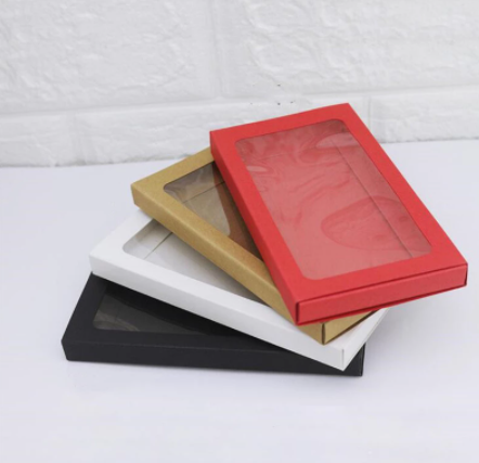 Custom Recycled Kraft Paper Mobile Phone Case Packaging Gift Box with Embossing and Clear Window