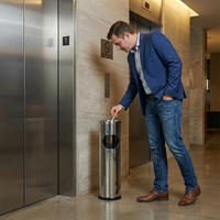 Vente chaude, cendrier rond en acier inoxydable pour hall d'hôtel, poubelle avec cendrier