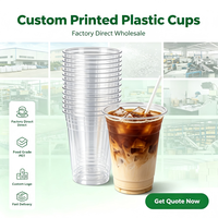 Gobelet jetable rond en PET pour boissons froides avec couvercle, logo personnalisable, origine Guangdong, pour Boba et Lattes de noix de coco