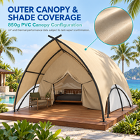 Tente de glamping indienne de luxe ignifuge, protection UV, PVC 850g, villa de villégiature imperméable pour hébergement hôtelier FY-1