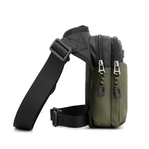 Sac de poitrine pour homme Haoshuai, imperméable, multifonctionnel, sac bandoulière, style tactique extérieur, vert militaire, noir, gris, bleu foncé - Product Image 4