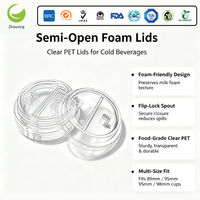 Couvercles en plastique PET semi-ouverts ZFCUP, anti-déversement, durables, pour boissons glacées, compatibles avec les gobelets de 89 mm, 95 mm et 98 mm.