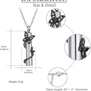 Collar con Urna Conmemorativa de Mariposa para Cenizas, Joyería de Cremación Unisex, Colgante de Vial Personalizado, Regalo Conmemorativo para Seres Queridos - Product Image 2