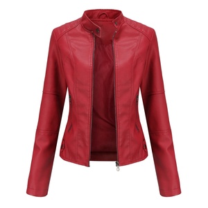 Chaqueta de cuero de talla grande para mujer, chaqueta fina de motorista para primavera y otoño - Product Image 3