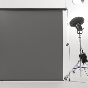 RAUBAY Motorized Pull Down Gray Screen Backdrop-78.7" x 86.6" Collapsible Wall-Mount Background Professional Content Production - Product Image 5