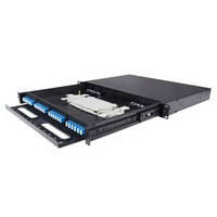 AGALAX/OEM 1U 96F Panel Patch Fiber Optik LC/SC UPC Rak-mount Single Mode ODF Jaringan FTTH Baja Canai Dingin Garansi 3 Tahun