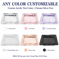 Étui vide pour palette de maquillage écologique, couvercle transparent en acrylique, base en ABS plaqué argent, rectangulaire, moulé par injection, logo personnalisé, pour poudre libre