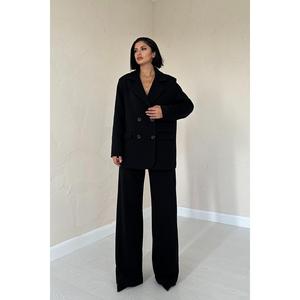 Conjunto de Traje para Mujer Negro, 100% Poliéster, Antiarrugas, Pantalones de Manga Larga - Product Image 4