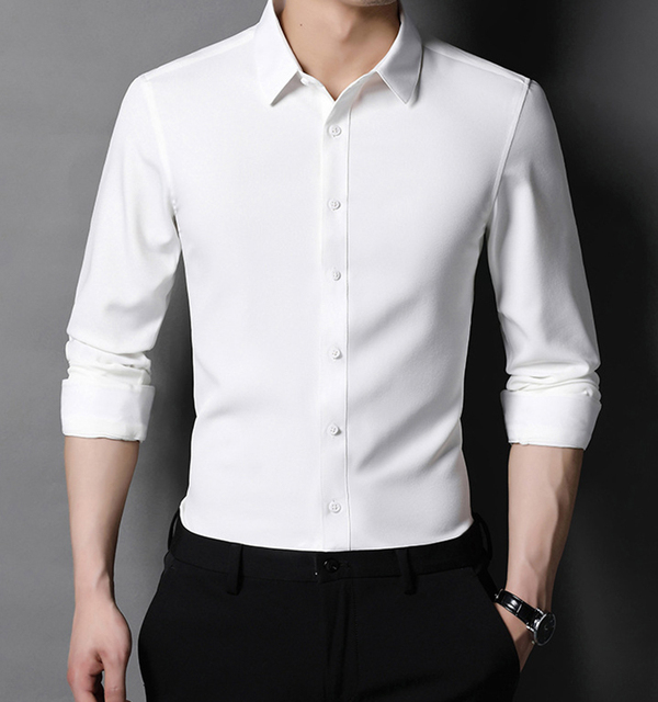 OEM/ODM Men's Shirts  Long Sleeves New Design 100% Cotton Solid Color Classic Dress Shirts for Men