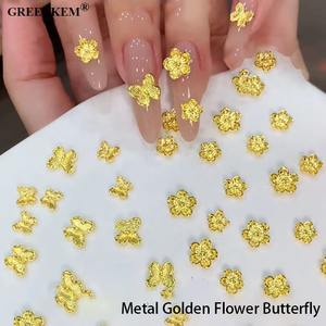 10 pièces sac métal doré fleur papillon ongles strass taille mixte <span class=keywords><strong>Design</strong></span> manucure déco Nail Art décoration - Product Image 2