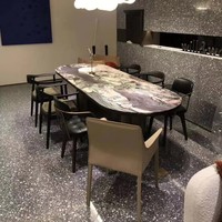 Table d'appoint en pierre naturelle, meuble de salon, Table basse ronde en marbre de luxe