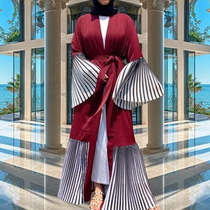 Impresionante Abaya Abierta con Mangas de Campana de Chifón Plisado, Hecha con Tela Nida para Mujeres Musulmanas, para Fiestas y Eventos 1889 # - Product Image 2