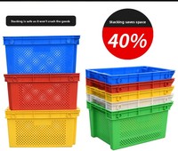 Panier empilable perforé en plastique pour produits frais 62L, capacité 50KG, boîte solide pour le stockage de légumes et de fruits en logistique