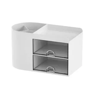 Plastic pencil holder stationery storage box Office Pencil Desk Organizer With Compartments And Drawer Makeup Organizer