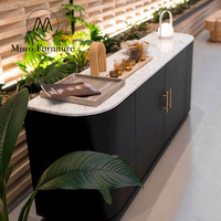 Meuble console moderne sur mesure de haute qualité, armoire de chambre à coucher en bois massif avec comptoir en marbre, buffet noir