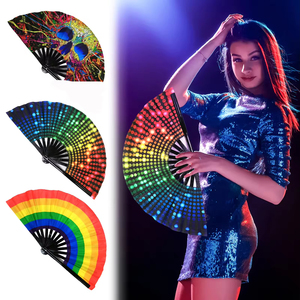 พัดไม้ไผ่แบบพับได้สีดำขนาดใหญ่สำหรับตกแต่งงานตามสั่ง - Product Image 6