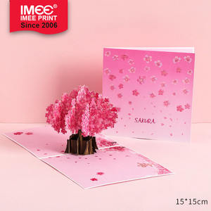 IMEE Kertas Cinta Ceri Mekar Pop Up Kartu Ucapan Popup 3D untuk Hari Ibu Musim Semi Hari Ayah Hari Kelulusan Ulang Tahun - Product Image 5